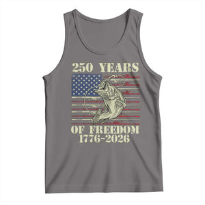 250th Anniversary USA Bass Fishing American Flag Tank Top TS14 Deep Heather Print Your Wear
