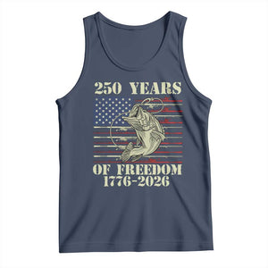 250th Anniversary USA Bass Fishing American Flag Tank Top TS14 Navy Print Your Wear
