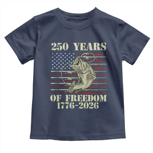 250th Anniversary USA Bass Fishing American Flag Toddler T Shirt TS14 Navy Print Your Wear