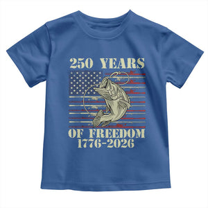 250th Anniversary USA Bass Fishing American Flag Toddler T Shirt TS14 Royal Blue Print Your Wear