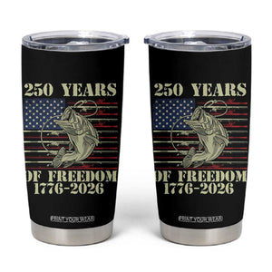 250th Anniversary USA Bass Fishing American Flag Tumbler Cup TS14 Black Print Your Wear