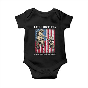 Let Dirt Fly And Freedom Ring Baby Onesie 4th of July Dirt Bike American Flag TS14 Black Print Your Wear