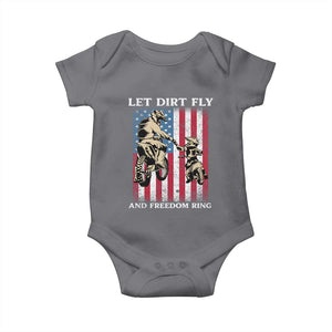 Let Dirt Fly And Freedom Ring Baby Onesie 4th of July Dirt Bike American Flag TS14 Charcoal Print Your Wear