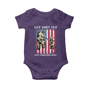 Let Dirt Fly And Freedom Ring Baby Onesie 4th of July Dirt Bike American Flag TS14 Purple Print Your Wear
