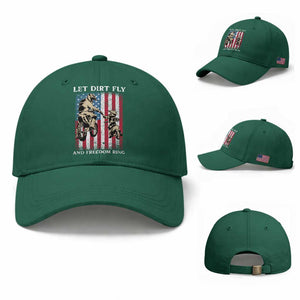 Let Dirt Fly And Freedom Ring Baseball Cap 4th of July Dirt Bike American Flag TS14 Baseball Cap Universal Fit Irish Green Print Your Wear
