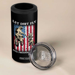 Let Dirt Fly And Freedom Ring 4 in 1 Can Cooler Tumbler 4th of July Dirt Bike American Flag TS14 Print Your Wear