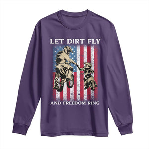 Let Dirt Fly And Freedom Ring Long Sleeve Shirt 4th of July Dirt Bike American Flag TS14 Purple Print Your Wear