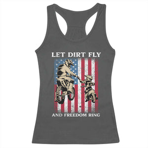 Let Dirt Fly And Freedom Ring Racerback Tank Top 4th of July Dirt Bike American Flag TS14 Dark Heather Print Your Wear