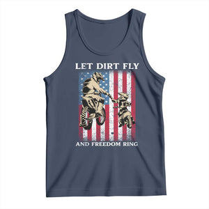 Let Dirt Fly And Freedom Ring Tank Top 4th of July Dirt Bike American Flag TS14 Navy Print Your Wear