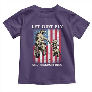 Let Dirt Fly And Freedom Ring Toddler T Shirt 4th of July Dirt Bike American Flag TS14 Purple Print Your Wear