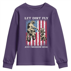 Let Dirt Fly And Freedom Ring Youth Sweatshirt 4th of July Dirt Bike American Flag TS14 Purple Print Your Wear