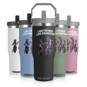 Like Father Daughter Dirt Bike Flip Straw Tumbler Cute Matching Motocross Gift Father's Day TS14 Print Your Wear