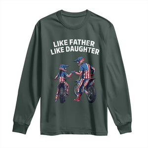 Like Father Daughter Dirt Bike Long Sleeve Shirt Cute Matching Motocross Gift Father's Day TS14 Dark Forest Green Print Your Wear
