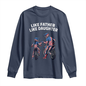 Like Father Daughter Dirt Bike Long Sleeve Shirt Cute Matching Motocross Gift Father's Day TS14 Navy Print Your Wear