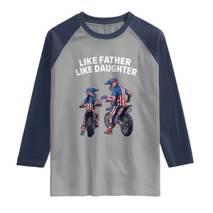 Like Father Daughter Dirt Bike Raglan Shirt Cute Matching Motocross Gift Father's Day TS14 Sport Gray Navy Print Your Wear