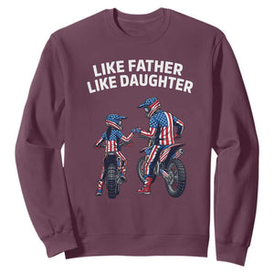 Like Father Daughter Dirt Bike Sweatshirt Cute Matching Motocross Gift Father's Day TS14 Maroon Print Your Wear