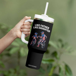 Like Father Daughter Dirt Bike Tumbler With Handle Cute Matching Motocross Gift Father's Day TS14 Print Your Wear