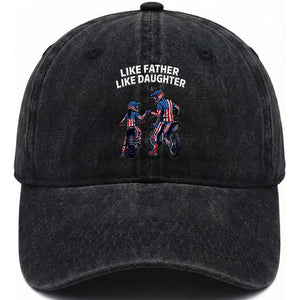 Like Father Daughter Dirt Bike Washed Cotton Baseball Cap Cute Matching Motocross Gift Father's Day TS14 Print Your Wear