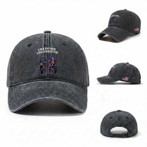 Like Father Daughter Dirt Bike Washed Cotton Baseball Cap Cute Matching Motocross Gift Father's Day TS14 Washed Cap Universal Fit Dark Gray Print Your Wear
