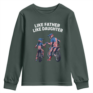 Like Father Daughter Dirt Bike Youth Sweatshirt Cute Matching Motocross Gift Father's Day TS14 Dark Forest Green Print Your Wear