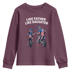 Like Father Daughter Dirt Bike Youth Sweatshirt Cute Matching Motocross Gift Father's Day TS14 Maroon Print Your Wear