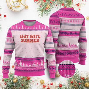 Hot Wife Summer Ugly Christmas Sweater Funny Newlywed TS14 Hot Pink Print Your Wear