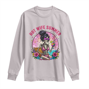Hot Wife Summer Long Sleeve Shirt Funny Newlywed Skeleton TS14 Ice Gray Print Your Wear
