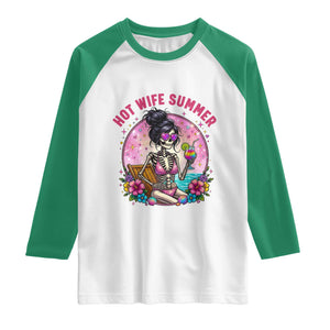 Hot Wife Summer Raglan Shirt Funny Newlywed Skeleton TS14 White Kelly Green Print Your Wear