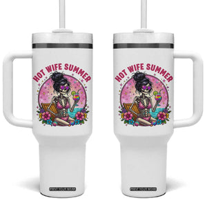 Hot Wife Summer Tumbler With Handle Funny Newlywed Skeleton TS14 One Size: 40 oz White Print Your Wear