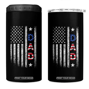 USA Patriotic Dad 4 in 1 Can Cooler Tumbler Father's Day American Flag 4th of July TS14 One Size: 16 oz Black Print Your Wear