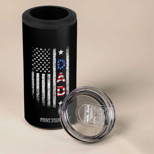 USA Patriotic Dad 4 in 1 Can Cooler Tumbler Father's Day American Flag 4th of July TS14 Print Your Wear