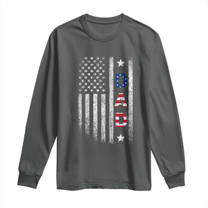USA Patriotic Dad Long Sleeve Shirt Father's Day American Flag 4th of July TS14 Dark Heather Print Your Wear