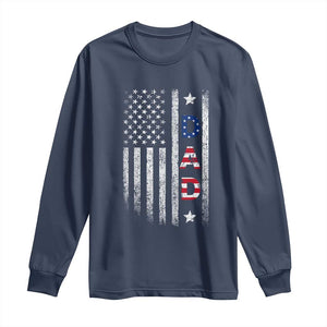 USA Patriotic Dad Long Sleeve Shirt Father's Day American Flag 4th of July TS14 Navy Print Your Wear