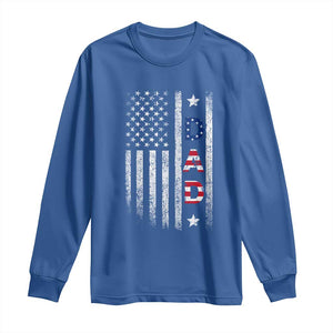 USA Patriotic Dad Long Sleeve Shirt Father's Day American Flag 4th of July TS14 Royal Blue Print Your Wear