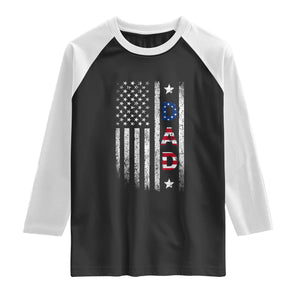 USA Patriotic Dad Raglan Shirt Father's Day American Flag 4th of July TS14 Black White Print Your Wear