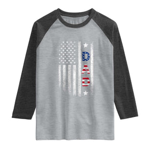 USA Patriotic Dad Raglan Shirt Father's Day American Flag 4th of July TS14 Heather Gray Heather Charcoal Print Your Wear