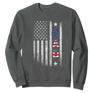 USA Patriotic Dad Sweatshirt Father's Day American Flag 4th of July TS14 Dark Heather Print Your Wear