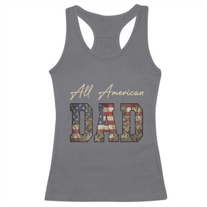 Retro All American Dad Racerback Tank Top 4th of July Father's Day TS14 Charcoal Print Your Wear