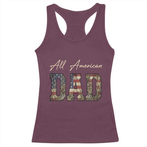 Retro All American Dad Racerback Tank Top 4th of July Father's Day TS14 Maroon Print Your Wear