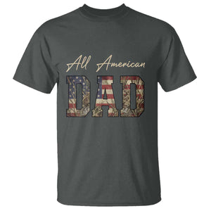 Retro All American Dad T Shirt 4th of July Father's Day TS14 Dark Heather Print Your Wear