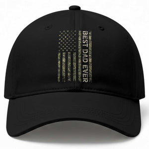 Best Dad Ever Baseball Cap Patriotic USA Flag 4th of July Camo American Flag Camouflage TS14 Print Your Wear