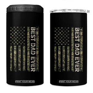 Best Dad Ever 4 in 1 Can Cooler Tumbler Patriotic USA Flag 4th of July Camo American Flag Camouflage