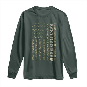 Best Dad Ever Long Sleeve Shirt Patriotic USA Flag 4th of July Camo American Flag Camouflage TS14 Dark Forest Green Print Your Wear