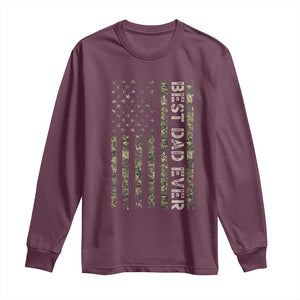 Best Dad Ever Long Sleeve Shirt Patriotic USA Flag 4th of July Camo American Flag Camouflage TS14 Maroon Print Your Wear