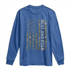 Best Dad Ever Long Sleeve Shirt Patriotic USA Flag 4th of July Camo American Flag Camouflage TS14 Royal Blue Print Your Wear