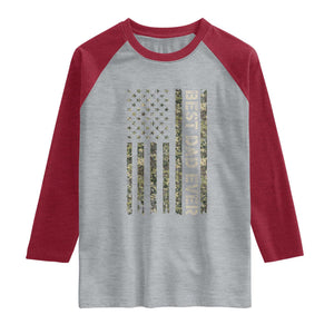 Best Dad Ever Raglan Shirt Patriotic USA Flag 4th of July Camo American Flag Camouflage TS14 Heather Gray Heather Red Print Your Wear
