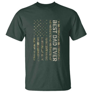 Best Dad Ever T Shirt Patriotic USA Flag 4th of July Camo American Flag Camouflage TS14 Dark Forest Green Print Your Wear