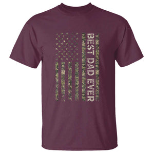 Best Dad Ever T Shirt Patriotic USA Flag 4th of July Camo American Flag Camouflage TS14 Maroon Print Your Wear