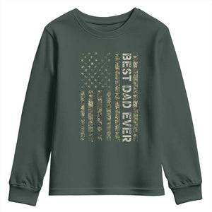 Best Dad Ever Youth Sweatshirt Patriotic USA Flag 4th of July Camo American Flag Camouflage TS14 Dark Forest Green Print Your Wear