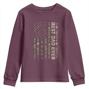 Best Dad Ever Youth Sweatshirt Patriotic USA Flag 4th of July Camo American Flag Camouflage TS14 Maroon Print Your Wear